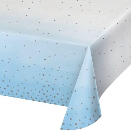 Creative Converting Blue and Silver Celebration Paper Tablecloth, 102"x54", 6PK 346302